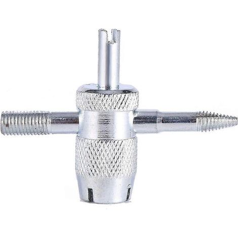 Tournevis à 4 voies pour pneus de voiture, moto et camion : outil de réparation de valve et démonte-noyau de pneu. (1/4)