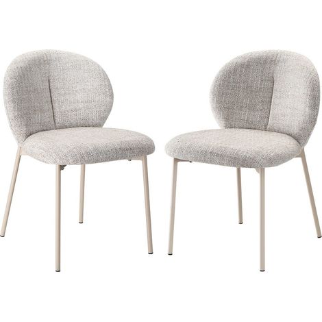 CALICOSY - Lot de 2 Chaises en tissu beige chiné L60 cm - AMBRE