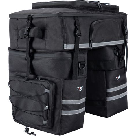 Borsa per bici da 48 litri, portapacchi posteriore, borsa per bici 3 in 1, doppia borsa per bici, borsa per sedile posteriore per bicicletta con copertura impermeabile, borse per bici impermeabili per
