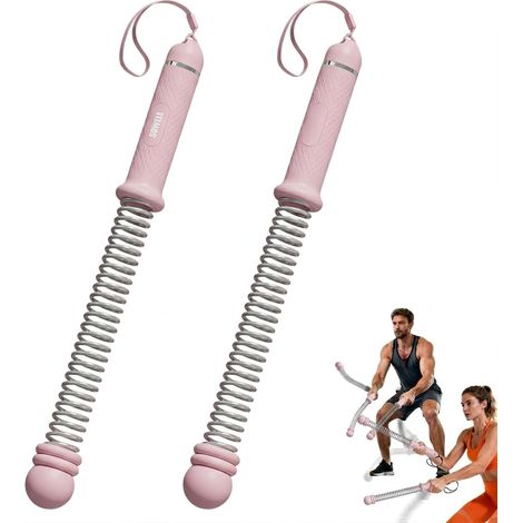 2 Pieces Rope Weight Training, Rope, Battle Rope, Cordless, Adjustable Resistance Fitness Equipment, Pink, for Home Training, Gym, Cardio, HIIT (1/5)