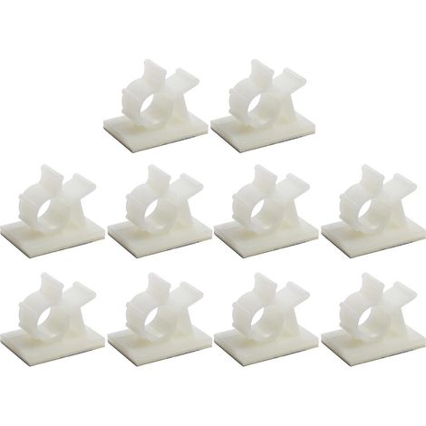 Lot de 10 clips de câble pratiques et auto-adhésifs pour câbles et fils électriques. (1/4)