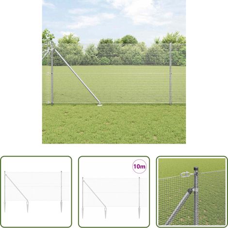 vidaXL Acier résistant - Poteau de clôture. Argenté 10 x 1,2 m (maillage de 12 x 12 mm) (1/5)