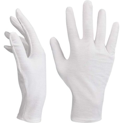 Weiße Baumwollhandschuhe, 12 Paar pro Packung, Schutzhandschuhe für Pflegekräfte, weiße Stoffhandschuhe, bequeme und atmungsaktive Arbeitshandschuhe, geeignet für Hautpflege und Inspektionen (1/5)