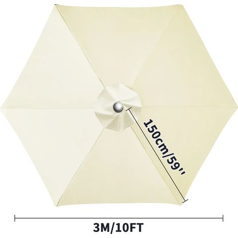 (Beige, 6 nervures, 3M) Toile de rechange pour pare-soleil, imperméable, résistante aux intempéries et aux UV. (1/5)