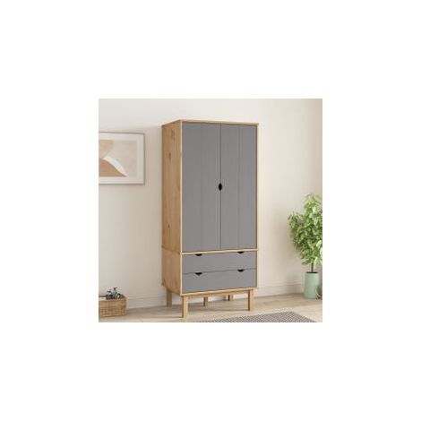 Garde-robe OTTA Marron et gris 76,5x53x172 Bois massif pin (1/5)