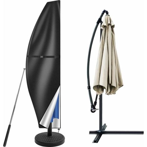 Protective Cover for Parasol with Pole, 2-4m Parasol Cover Protective Cover for Large Parasol, UV Protection, Weatherproof, Windproof and Snowproof, 280x30/81 MUMU