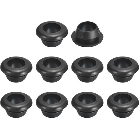 50 Pcs Passe Fil Caoutchouc, 10mm ID, 12mm Diamètre du Trou d'Installation Bouchon de Trou Caoutchouc Creux à Double Face Rond Joint d'Étanchéité pour Câblage Électrique, Noir (1/5)