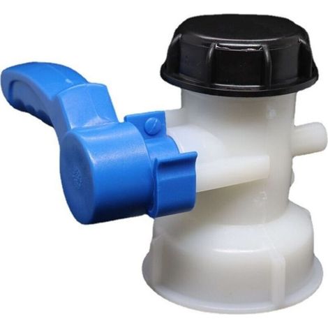 Kit de jardin : Adaptateur IBC DN40. Vanne de sortie à bille à filetage grossier de 62 mm pour conteneurs IBC et citernes d’eau de pluie, avec raccord de tuyau simple. (1/4)