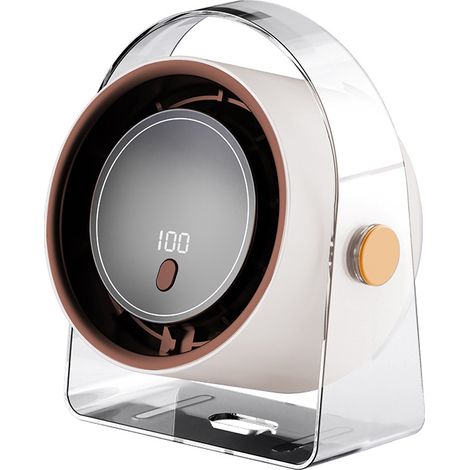 Ventilateur de Bureau USB Rechargeable avec Lumière, Petit Ventilateur sur Pied Puissant et Silencieux pour Étudiant, Dortoir et Maison