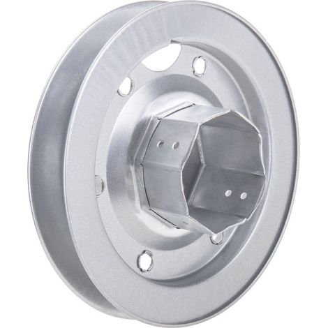Poulie métallique pour sangle roulant 60 mm – Disque pour tube octogonal – Espace pour enrouler ruban 18-22 mm – Broche 12 mm – (1/5)