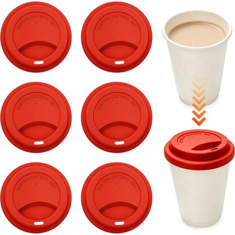 Silikon Trinkdeckel Auslaufsichere Becherdeckel Wiederverwendbare Kaffeebecherdeckel Becherdeckel 6er Pack Himmelblau (1/5)