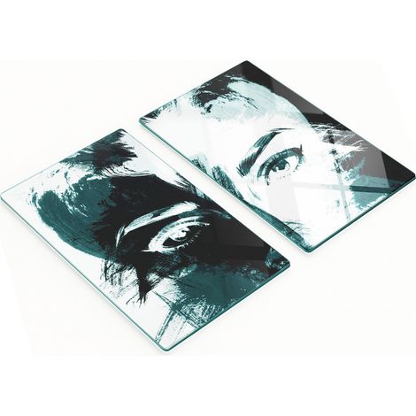 Tableros de vidrio elegantes y duraderos con estampado abstracto de mujer, 2x30x52 cm.