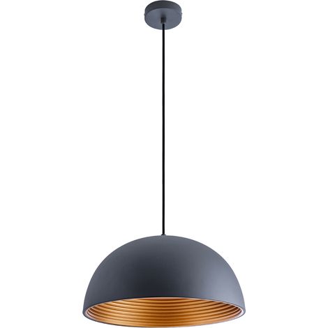 Paco Home Sospensione Plafone Sala Pranzo Lampada Cucina Sospesa Cavo Tessuto 1,5m Ø40,5cm  Senza illuminante,  Antracite-Oro