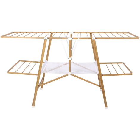 Séchoir à linge pliable étendoir multifonction 20M Couleur bois (1/4)