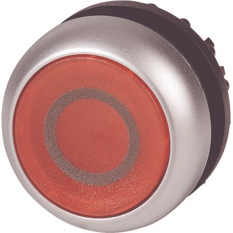 Pulsador M22-DL-R-X0, iluminado, plano, rojo, con retorno por resorte (1/4)