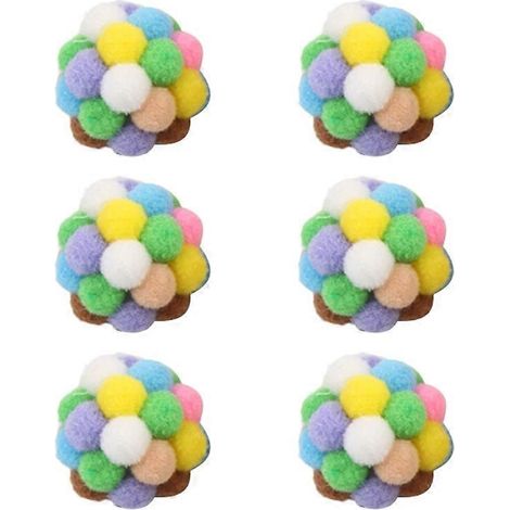 Plüschkatzenspielzeug, Set aus 10 bunten, handgefertigten Hüpfbällen mit Glöckchen, ideal für Kätzchen und interaktives Spielen.