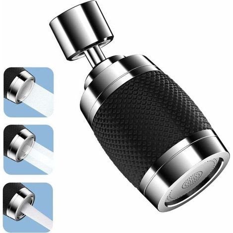 YMYNY Aérateur de Robinet, 360° Tête Douchette Evier Cuisine 3 Modes Embout Robinet Cuisine Douchette, Robinet Universel Anti-éclaboussures avec Fonction de Filtration et D'économie D'eau Noir (1/4)