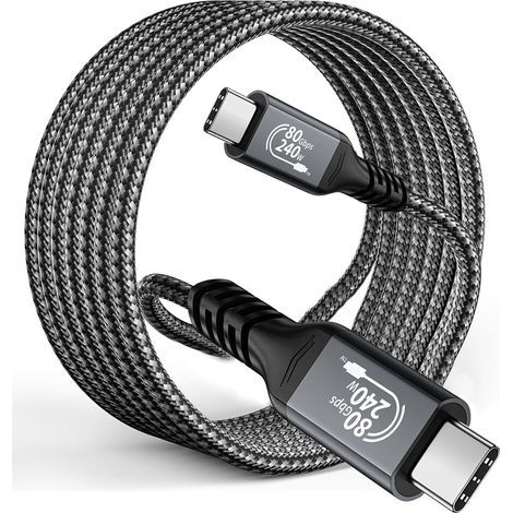 USB 4 V2.0 80Gbps Câble pour Thunderbolt 5, 240W USB C Thunderbolt Supporte 16K@60Hz 8K@60Hz 4K@240Hz, Charging High Speed USB C Cable, Câble USB4 pour Thunderbolt 4/3/USB4 Monitor Docking Stations 1M (1/5)