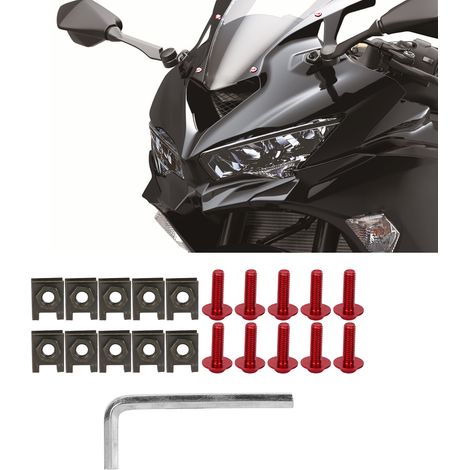 Kit de fixation pour pare-brise de moto M6 (écrous et vis) - Paquet B (rouge) (1/5)