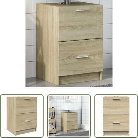 vidaXL Badezimmer-Schrank -  Waschbeckenunterschrank Sonoma-Eiche 40x37x59 cm Holzwerkstoff (1/5)