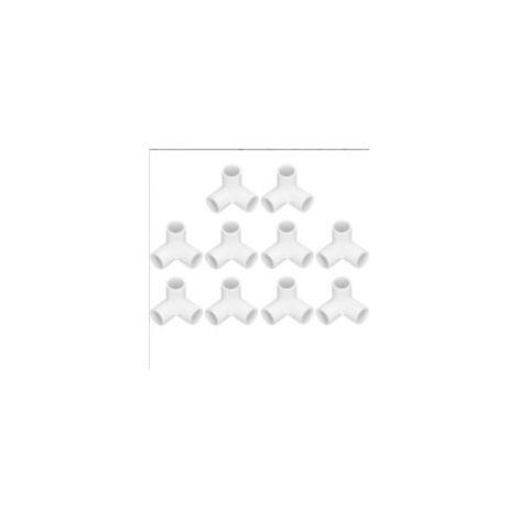 10 raccordi a 3 vie in PVC, raccordi a gomito a 3 vie, raccordi per tubi in plastica PVC, connettore a T ad angolo retto, diametro interno 20 mm (bianco)