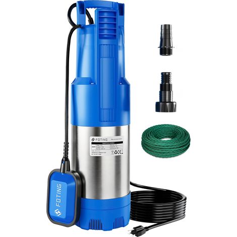 Pompe à pression submersible 3 inox, pompe submersible 800 W avec débit de 6800 l/h, hauteur de refoulement max. 37 m, profondeur d'immersion max. 12 m, interrupteur à flotteur intégré, avec (1/5)