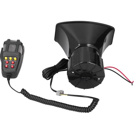 Klaxon de voiture 12 V 100 W 120 dB avec micro et sirène d'alarme d'urgence à 7 sons pour voiture, camion et camping-car. (1/5)