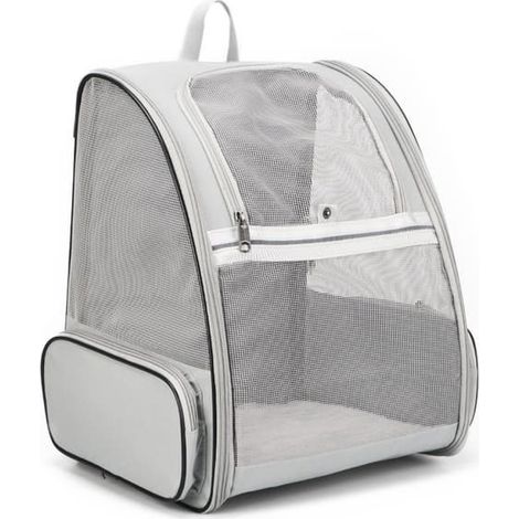Sac à dos pour chat, sac à dos pour chien, sac à dos respirant pour chats, chiens, oiseaux et lapins, adapté aux voyages en intérieur et en extérieur (gris). (1/5)