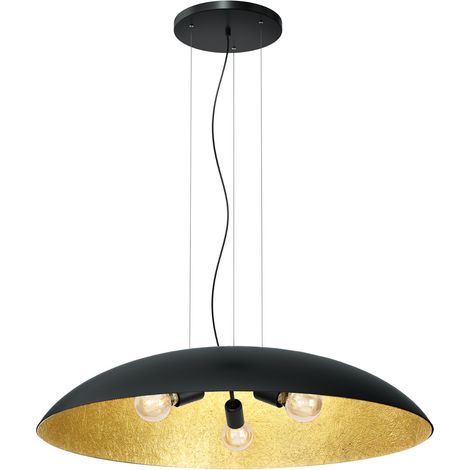 Suspension loft noire intérieur or Compo 3xE27 15W Luminex