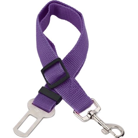 Ceinture de sécurité de voiture pour animaux de compagnie, longueur réglable, accessoires durables pour chiens, chats et animaux de compagnie, violet (1/5)