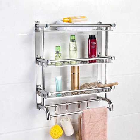 3 Tier Wall Storage Rack with Hook for Bathroom (1/5)