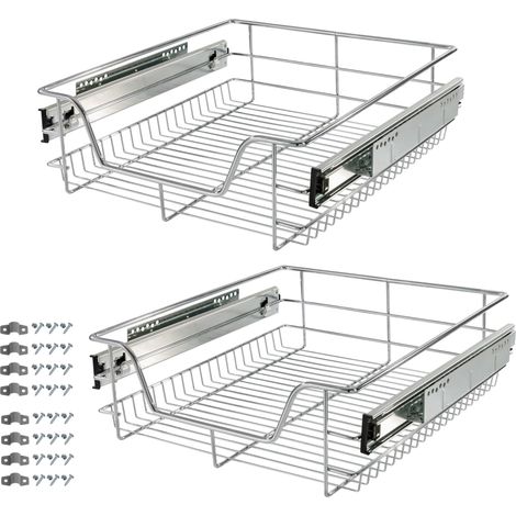 Lot de 2 tiroirs télescopiques coulissants pour armoire de cuisine, 50 cm, panier de rangement (1/5)