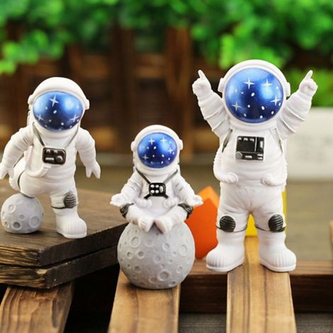 Figurine Astronaute - Résine Écologique - Décoration Intérieure Bureau Salon Studio Yoga - 3 Pièces (1/5)