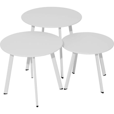 TAVOLO BASSO MASSAI BIANCO Ø40CM TAVOLINO ARREDO GIARDINO