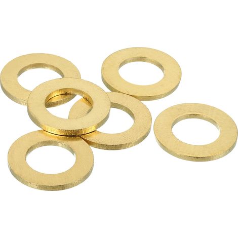 6Pcs Rondelle Métal Plate Laiton, Kit Rondelles M16 Cuivre Ecrasables Assortiment, 16mm ID, 30mm OD, 2.5mm Epaisseur pour Boulons Vis, Construction (1/5)