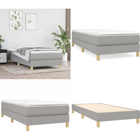 Cama box spring con colchón tela gris claro 100x200 cm - Colchón de muelles - Cama de muelles