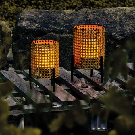esotec Solar Dekoleuchte SAMOA 2er Set Windlicht Leseleuchte METALL IP44 103107 (1/5)