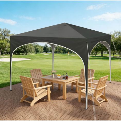 Pavillon Faltpavillon klappbar Metall Oxford Grau HAVRYA (1/4)