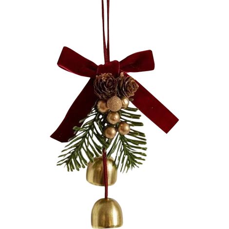 Ribbon - Bow En Velours Rouge Pour Décoration De Noël - Avec Clochettes Et Épingles À Décorer Couronnes Et Arbres - Lot De 1 (1/5)