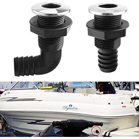 Raccord de plomberie pour tuyau de 20/25 mm, coudé à 0/90°, droit ou en forme de coude, pour pompe de cale de bateau. Connecteur en nylon marin traversant la coque. (1/3)