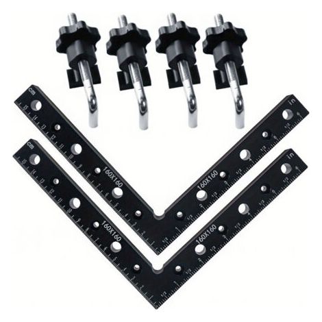 FENOPLASTICAÉquerres de serrage à angle droit pour le travail du bois, règles d'angle en alliage d'aluminium, équerres de fixation à angle droit de 90 degrés, jeu de 6 pièces de 160 mm (1/4)