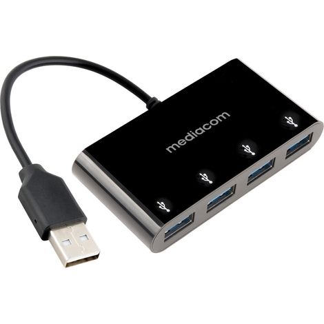 Mediacom MD-U101 hub di interfaccia USB 3.2 Gen 1 Type-A Nero