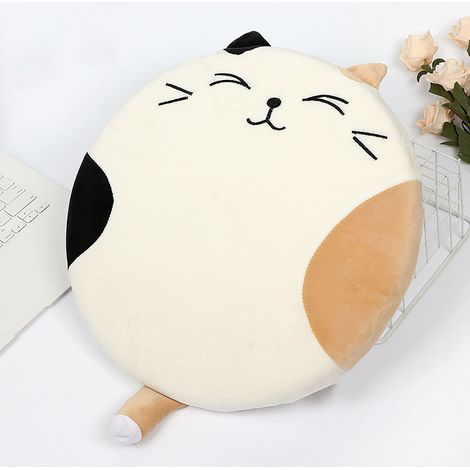 Tapis de fenêtre en baie Tatami, coussin chat de dessin animé japonais, coussin rond épais, blanc, pour salon et chambre.