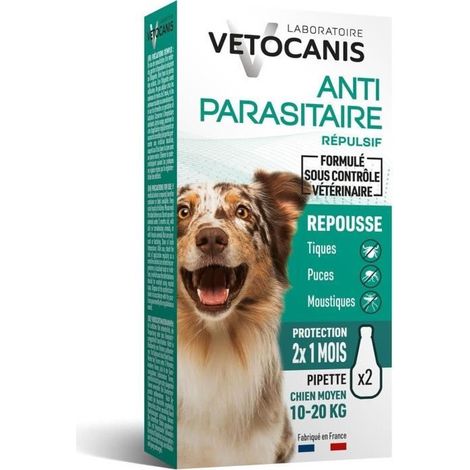 Pipettes antiparasitaires préventives - VETOCANIS - x2 - Pour chiens de taille moyenne (1/5)