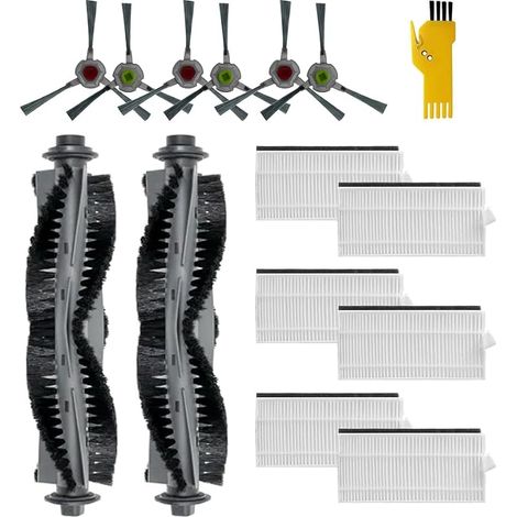 Kit d'accessoires pour aspirateur robot AIRROBO P20 Pièces de rechange 14 paquets 2 brosses principales, 6 filtres, 6 brosses latérales (1/5)
