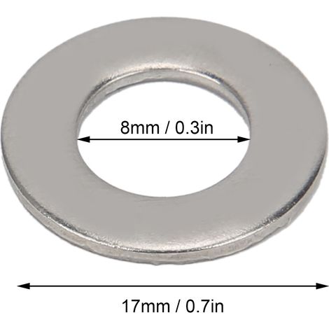 Rondelle plate M8 en acier inoxydable 304 (1/5)