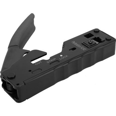Crimpzange mit Kristallkopf für Netzwerkkabel (CAT-5, CAT-6, CAT-7, Schwarz) (1/5)
