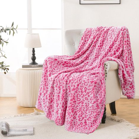 Manta polar con estampado de guepardo, suave y cómoda, mullida, ligera, esponjosa, estampado de leopardo, rosa, regalo de cumpleaños para la cama, mujer, hombre, 100 x 130 cm (40" x 50") (1/5)