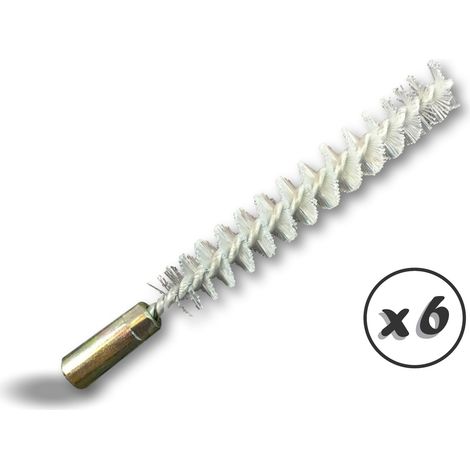 Ecouvillon NYLON Condenseur Lot de 6 Ø 12 mm Raccord laiton taraudé M6 femelle Torsade en acier galvanisé Brosse nettoyage paroi tube alésage Kibros 4TCN12x6 (1/5)