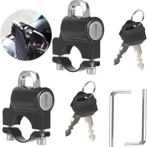 Juego de 2 candados para casco de motocicleta, de aleación de aluminio, universales, de seguridad, con 4 llaves y 2 arandelas.